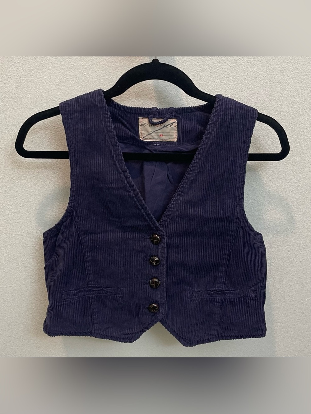 Free People We The Free Purple Corduroy Cotton Button-Front Vest